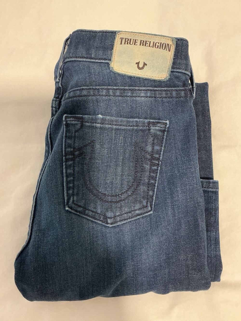 True Religion Halle Mid Rise Super Skinny Jeans Women's Size 25 Blue Dark Wash